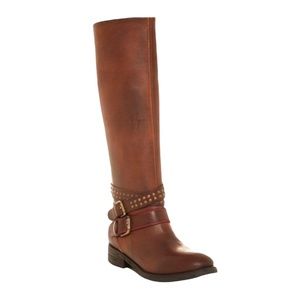 Mariano Renzi Leather Crisscross Buckle Tall Boots Size 6.5